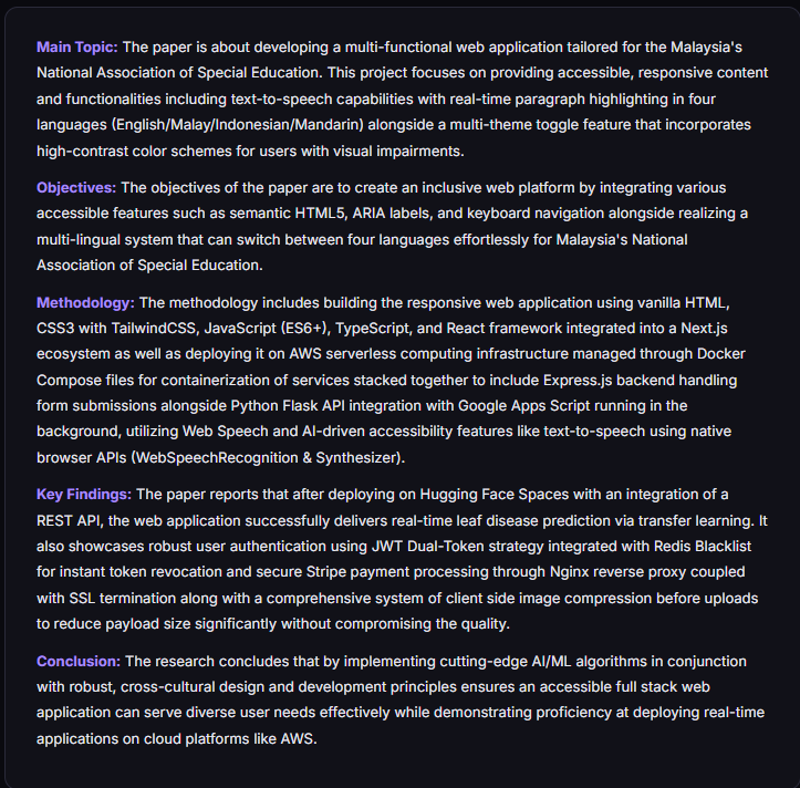 A generated summary with its source passages